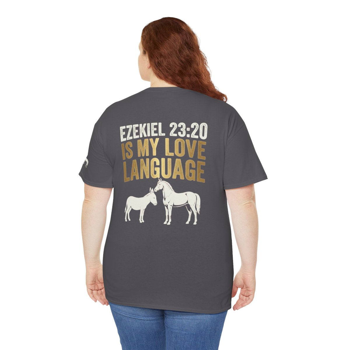 Color: Charcoal | Good Book Series Ezekiel 23 20 Love Language Premium Graphic Tee