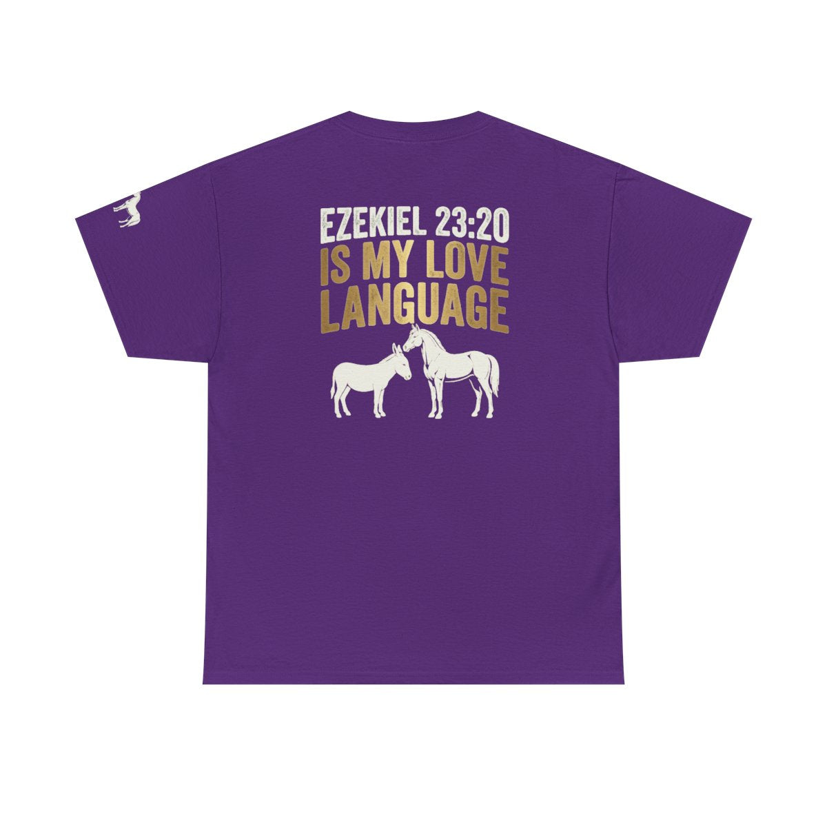 Color: Purple | Good Book Series Ezekiel 23 20 Love Language Premium Graphic Tee