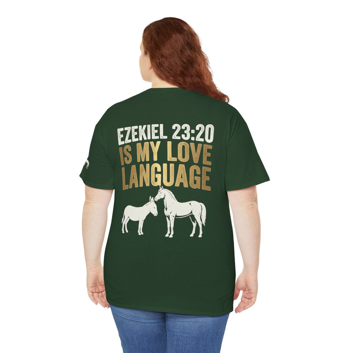 Color: Forest Green | Good Book Series Ezekiel 23 20 Love Language Premium Graphic Tee