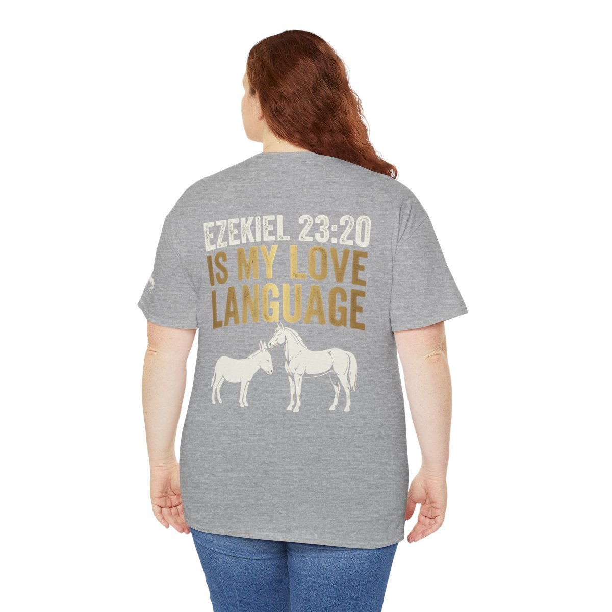Color: Sport Grey | Good Book Series Ezekiel 23 20 Love Language Premium Graphic Tee