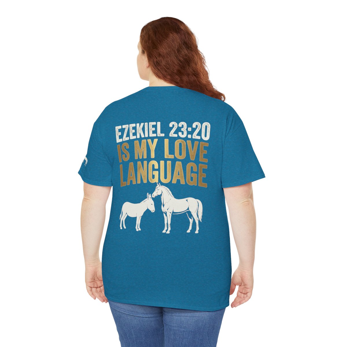 Color: Antique Sapphire | Good Book Series Ezekiel 23 20 Love Language Premium Graphic Tee