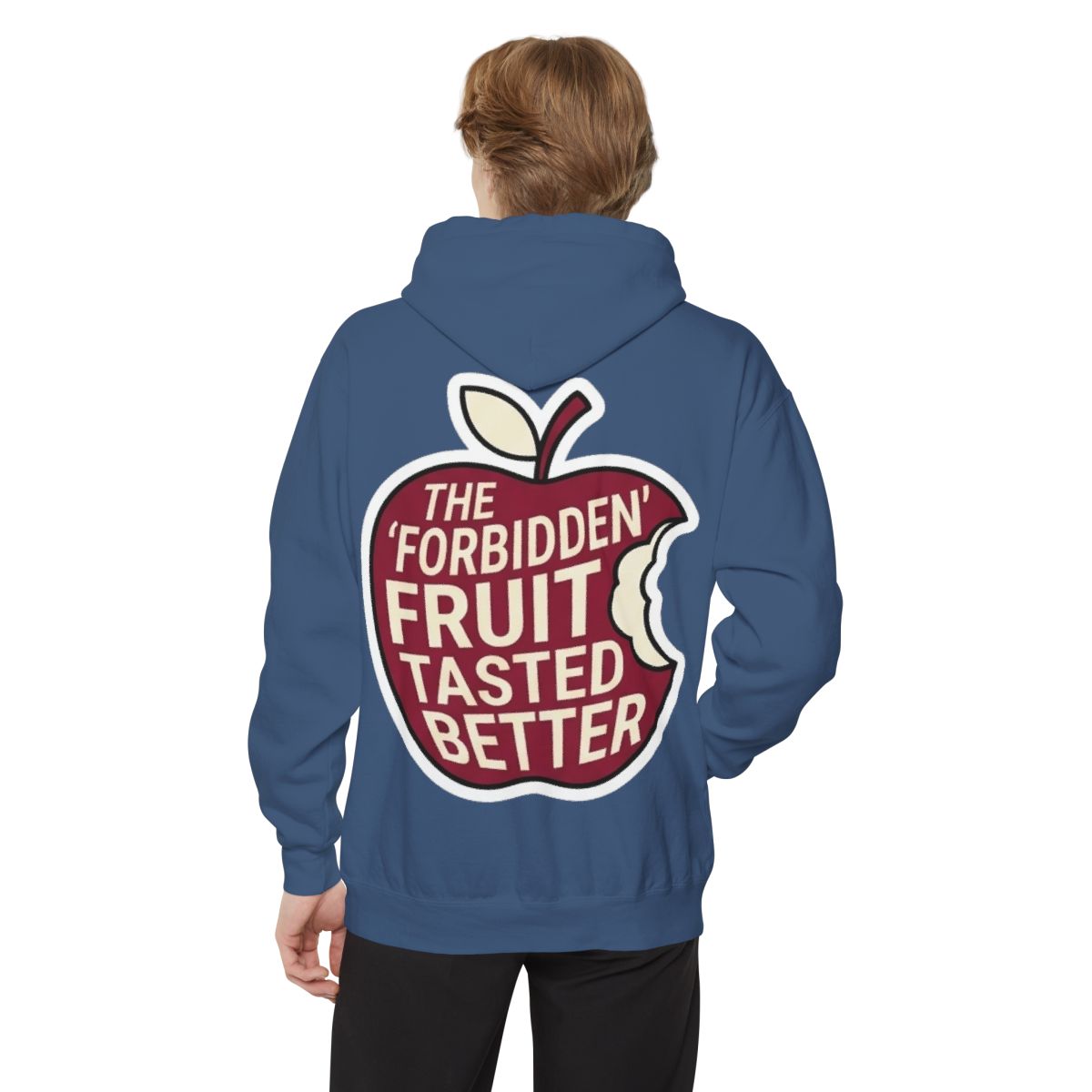 Color: True Navy | Good Book Series Forbidden Fruit Tasted Better Garment-Dyed Hoodie