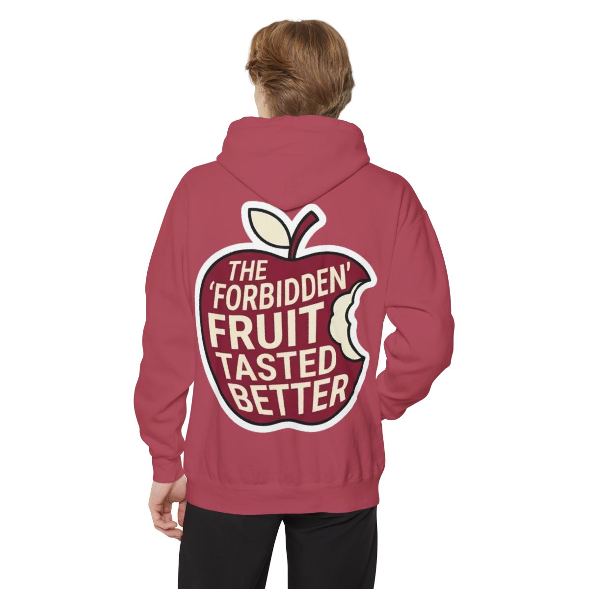 Color: Crimson | Good Book Series Forbidden Fruit Tasted Better Garment-Dyed Hoodie