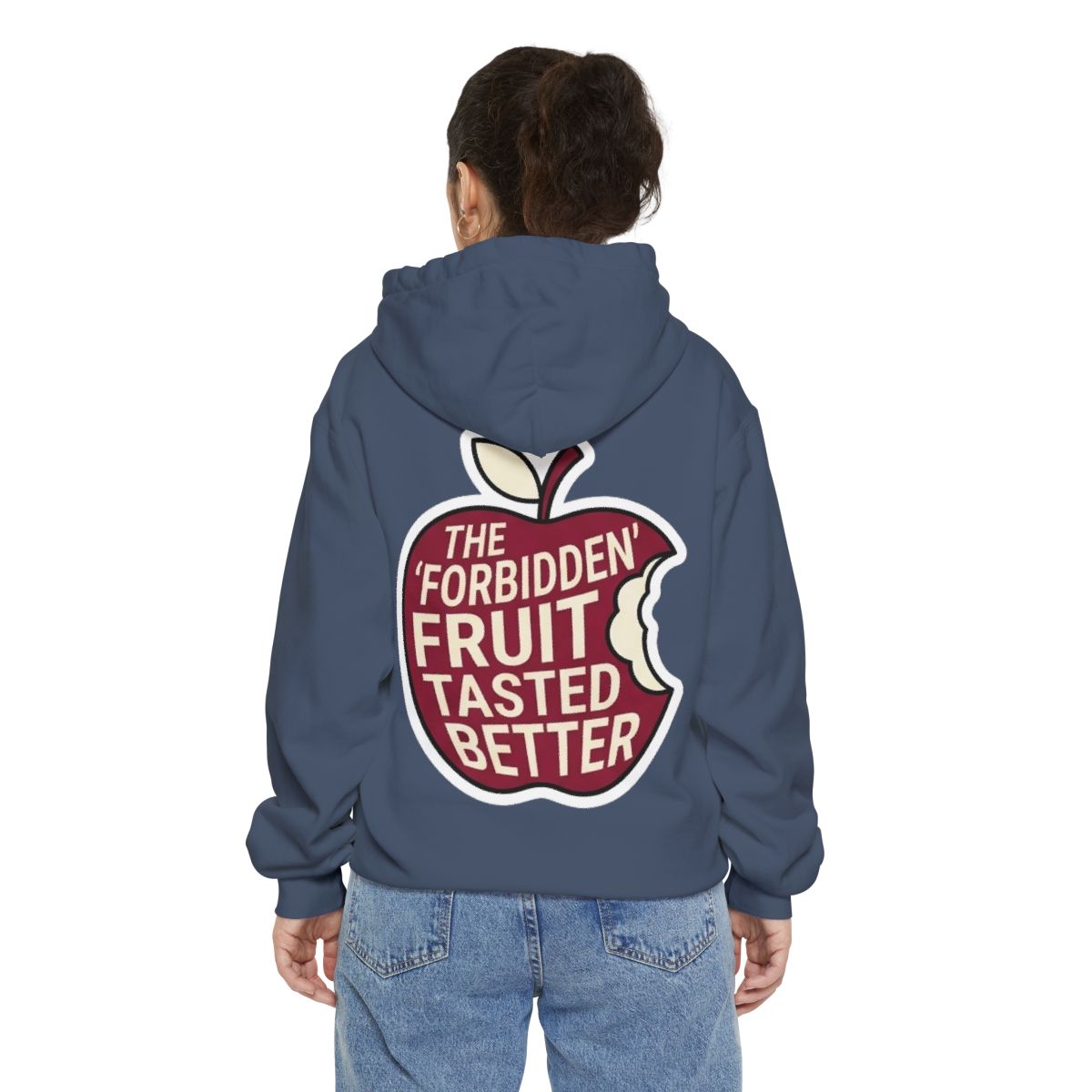 Color: Denim | Good Book Series Forbidden Fruit Tasted Better Garment-Dyed Hoodie