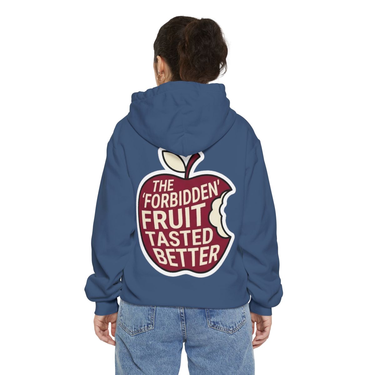 Color: True Navy | Good Book Series Forbidden Fruit Tasted Better Garment-Dyed Hoodie