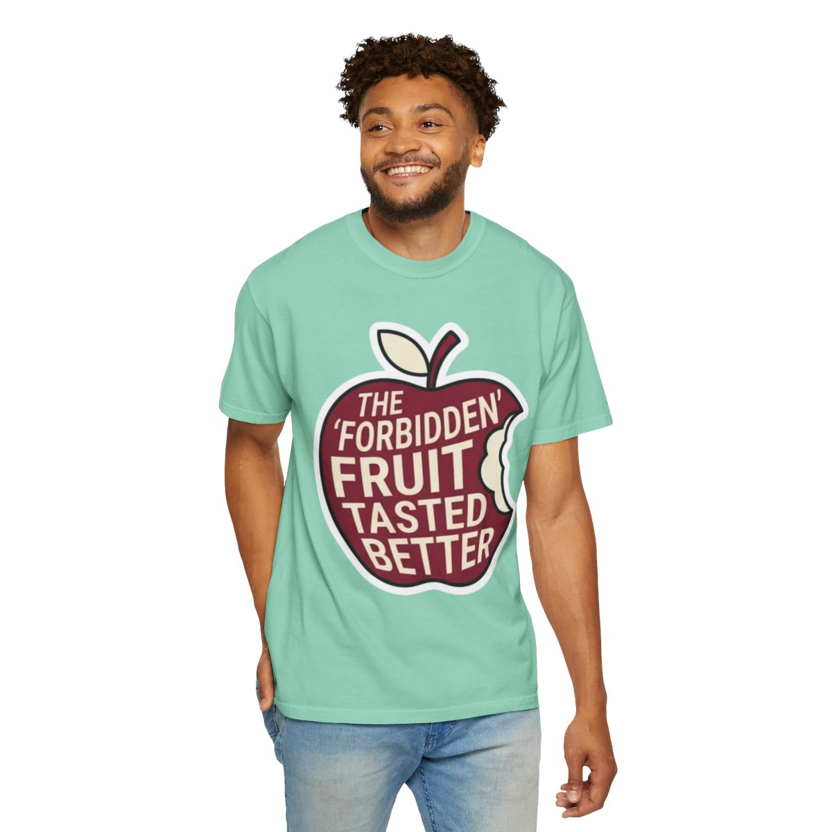 Color: Island Reef | Good Book Series Forbidden Fruit Tasted Better Unisex Garment-Dyed Tee