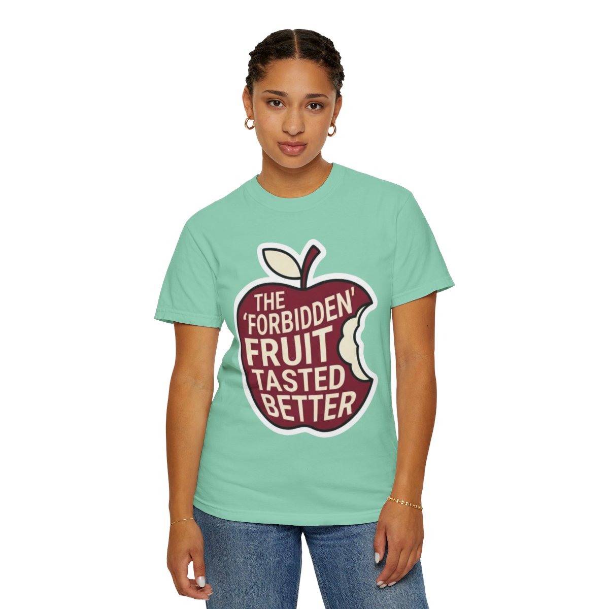 Color: Island Reef | Good Book Series Forbidden Fruit Tasted Better Unisex Garment-Dyed Tee