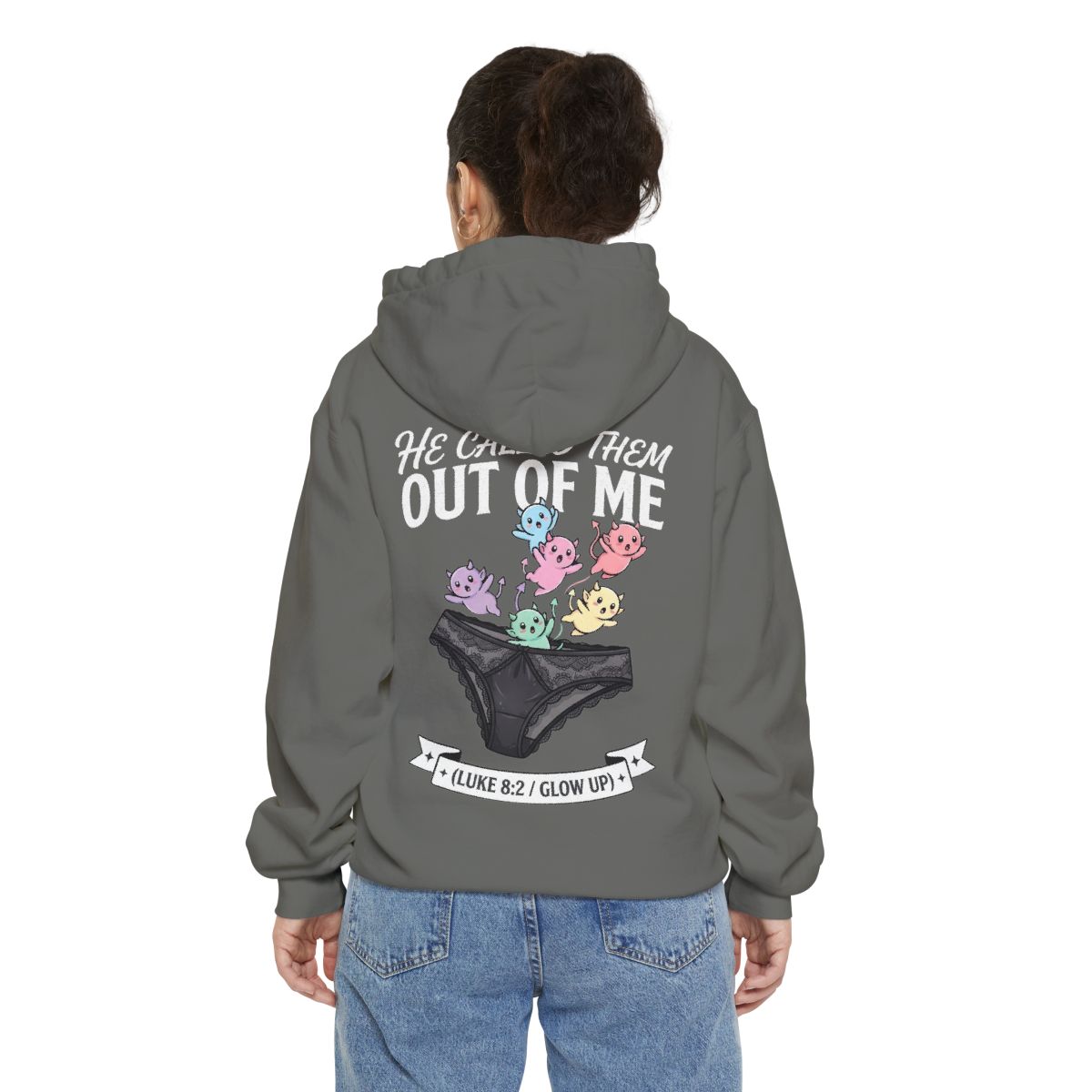 Color: Grey | Good Book Series He Called Them Out Of Me Garment-Dyed Hoodie