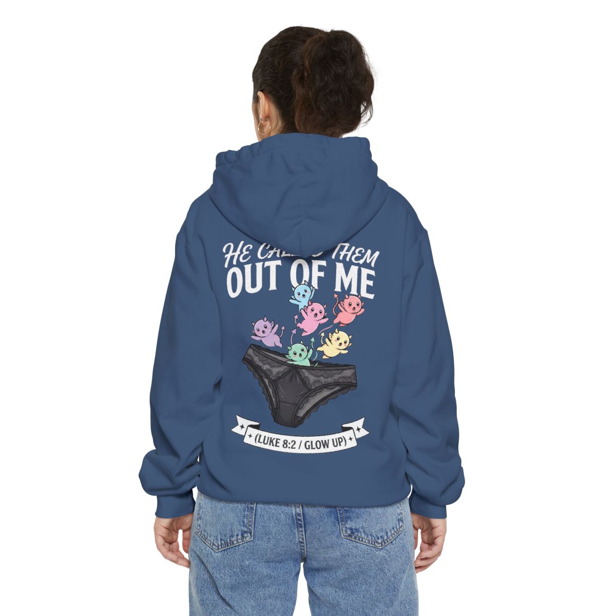 Color: True Navy | Good Book Series He Called Them Out Of Me Garment-Dyed Hoodie