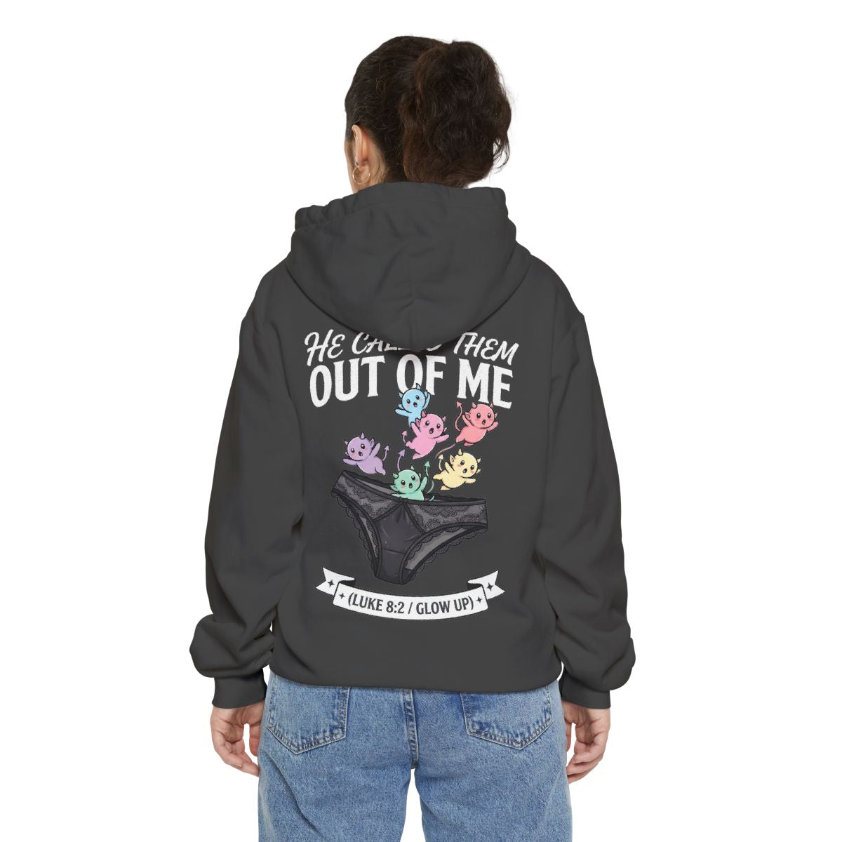 Color: Pepper | Good Book Series He Called Them Out Of Me Garment-Dyed Hoodie