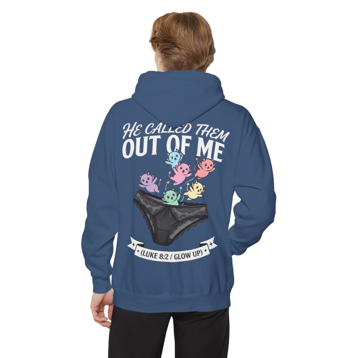 Color: True Navy | Good Book Series He Called Them Out Of Me Garment-Dyed Hoodie