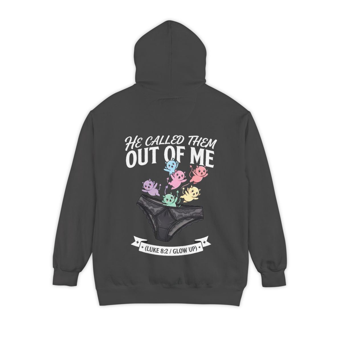 Color: Pepper | Good Book Series He Called Them Out Of Me Garment-Dyed Hoodie