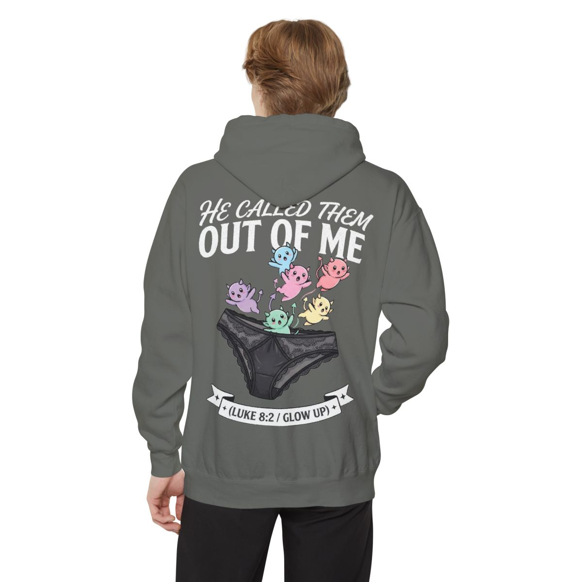 Color: Grey | Good Book Series He Called Them Out Of Me Garment-Dyed Hoodie