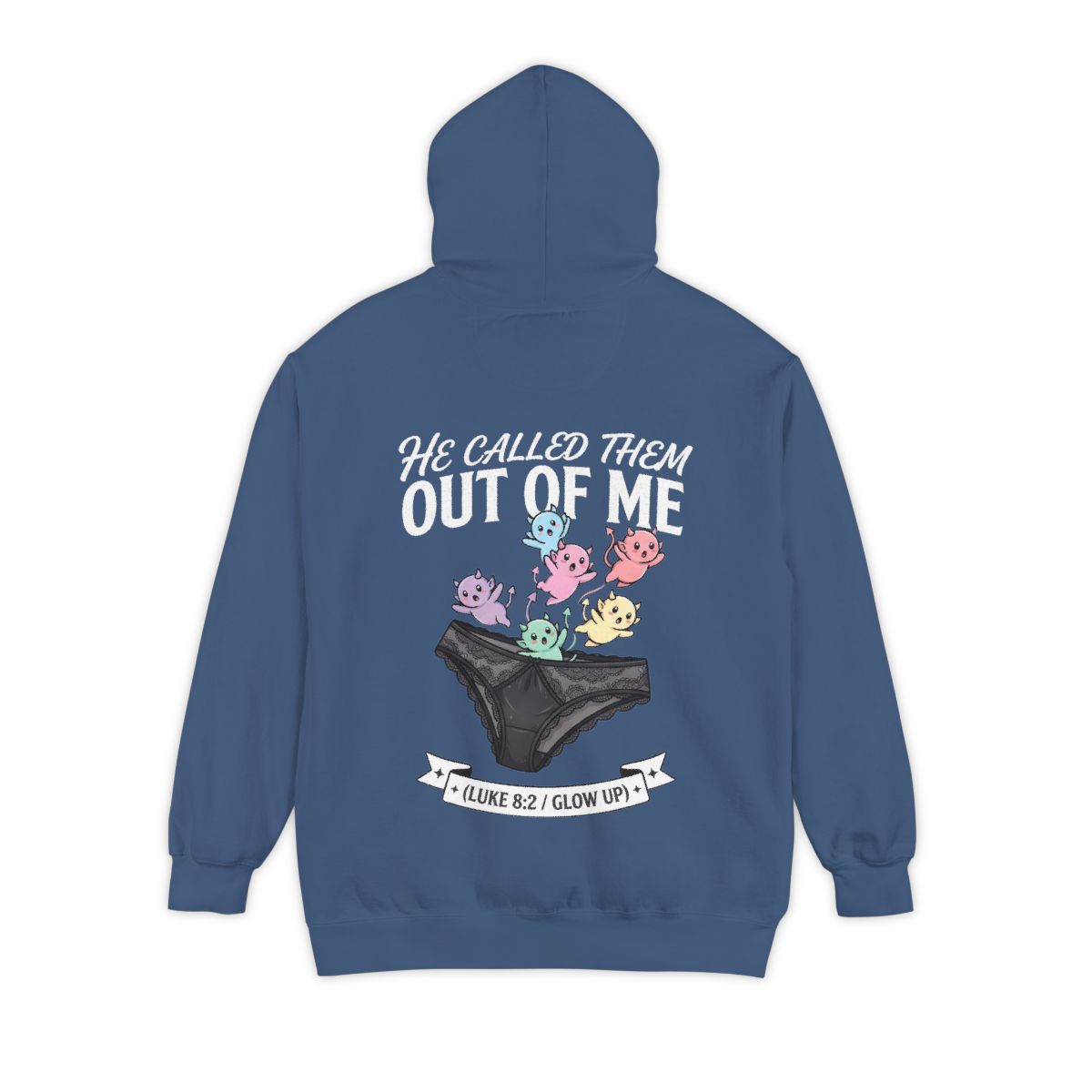 Color: True Navy | Good Book Series He Called Them Out Of Me Garment-Dyed Hoodie