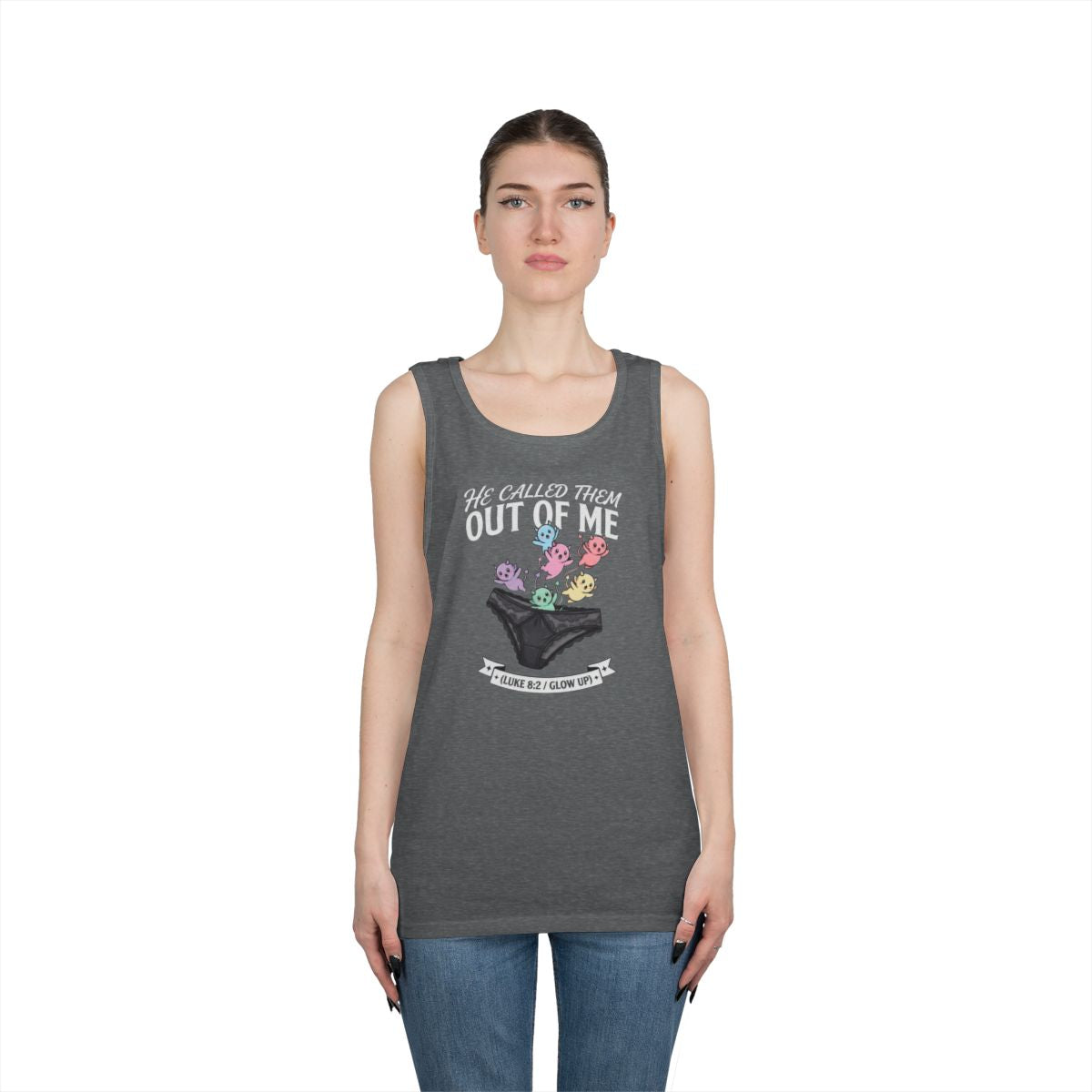 Color: Graphite Heather | Good Book Series He Called Them Out Of Me Tank Top
