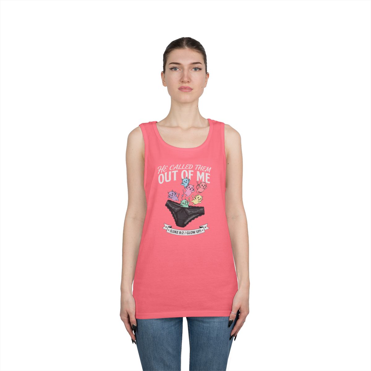 Color: Safety Pink | Good Book Series He Called Them Out Of Me Tank Top