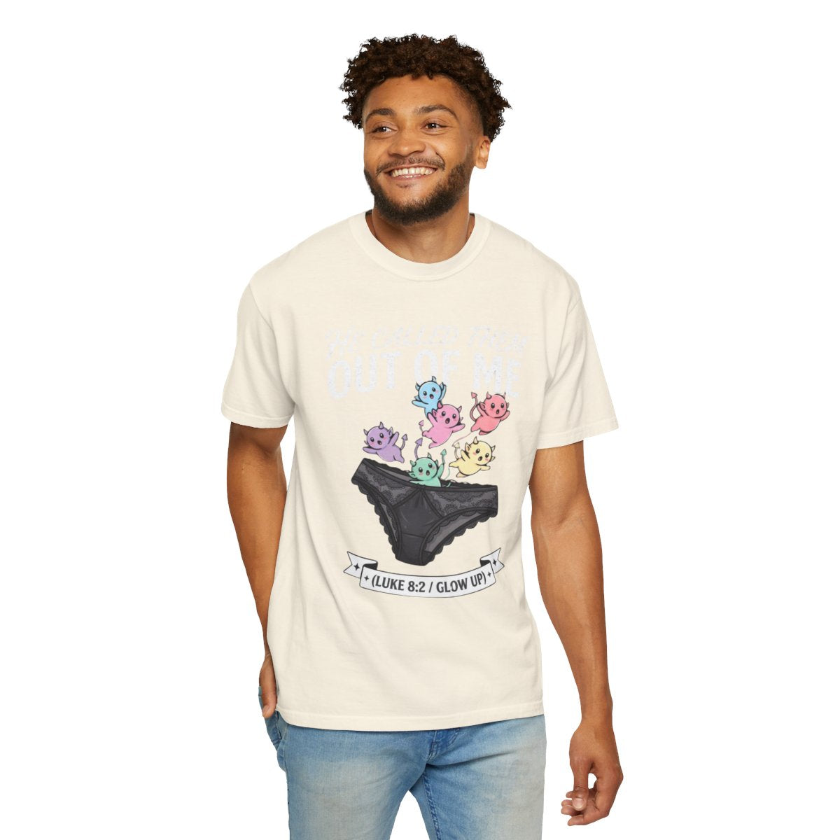 Color: Ivory | Good Book Series He Called Them Out Of Me Unisex Garment-Dyed Tee