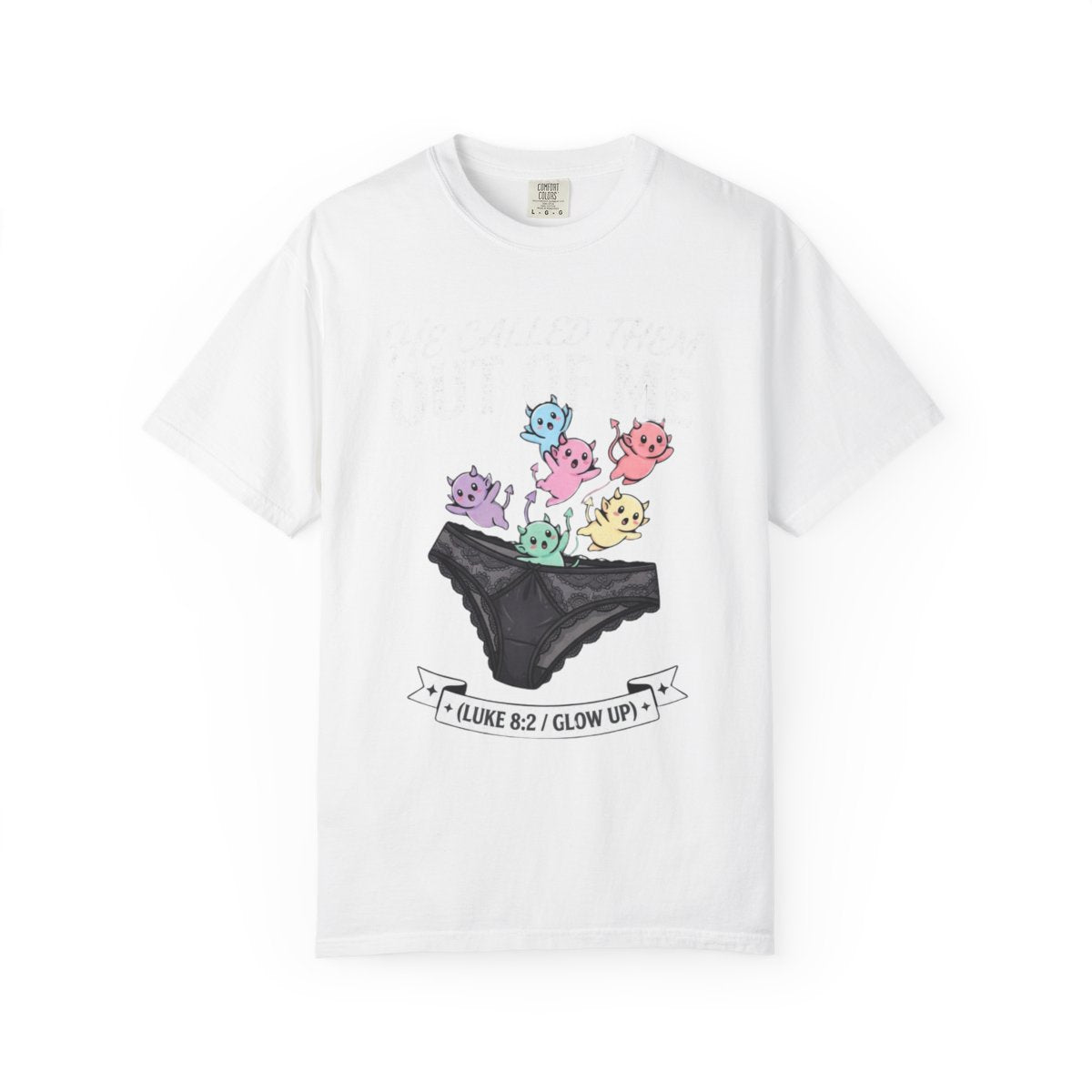 Color: White | Good Book Series He Called Them Out Of Me Unisex Garment-Dyed Tee