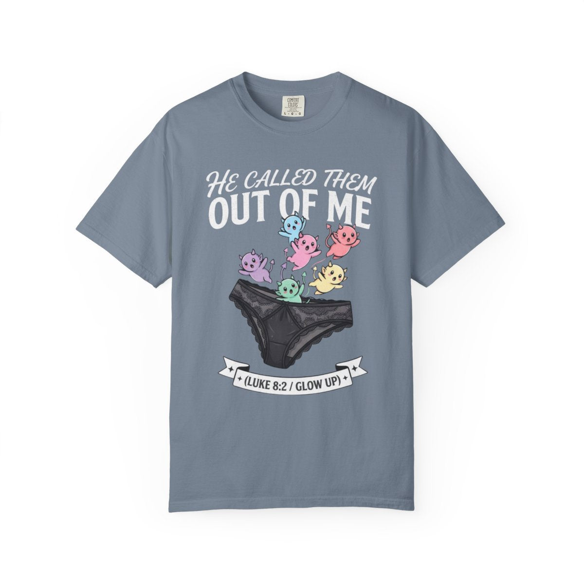 Color: Blue Jean | Good Book Series He Called Them Out Of Me Unisex Garment-Dyed Tee