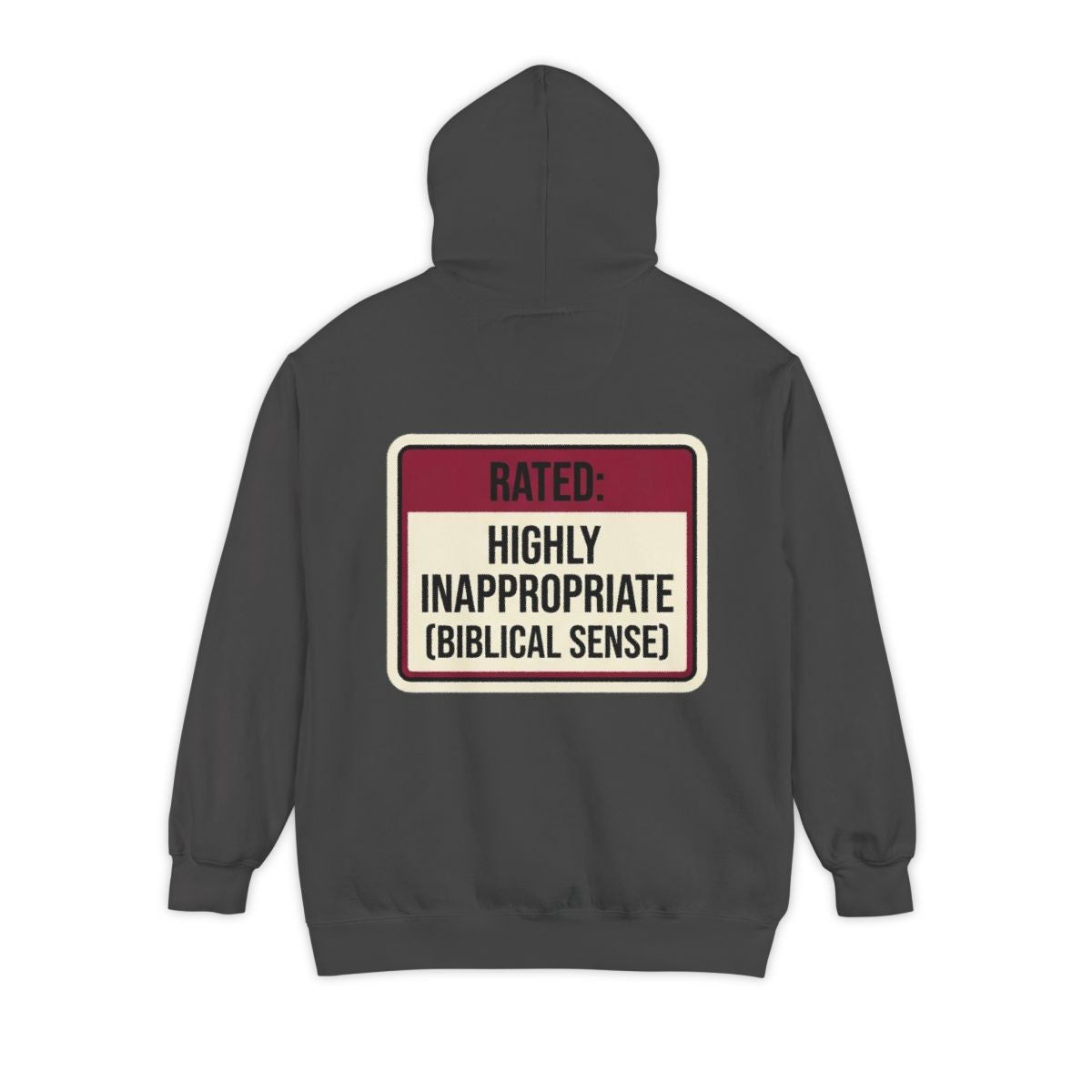 Color: Pepper | Good Book Series Highly Inappropriate Garment-Dyed Hoodie