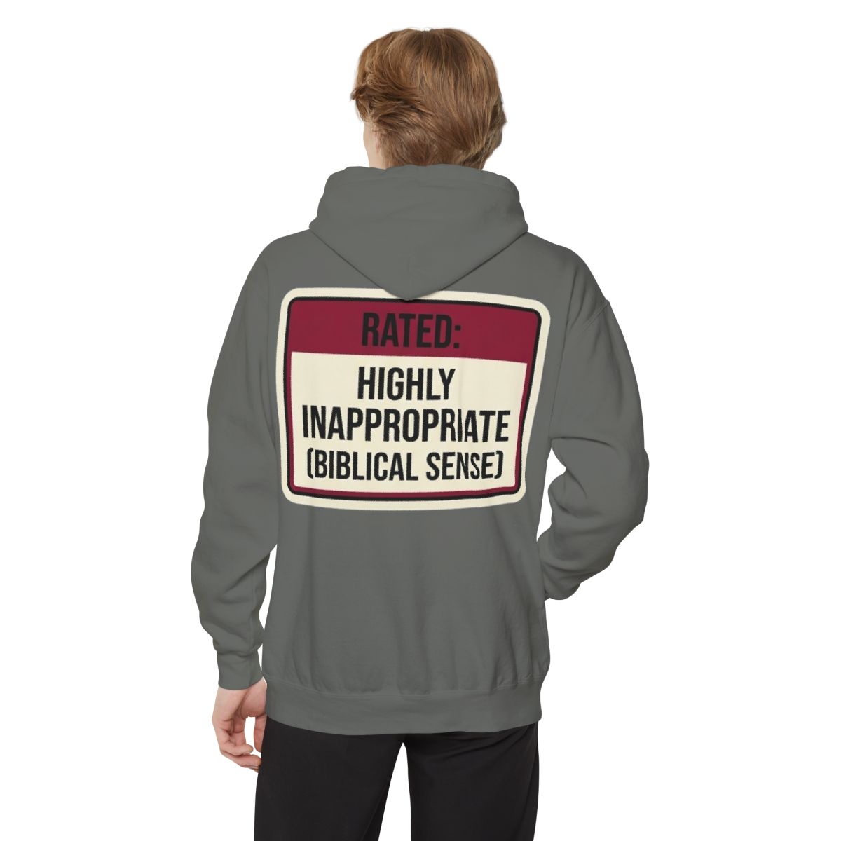 Color: Grey | Good Book Series Highly Inappropriate Garment-Dyed Hoodie