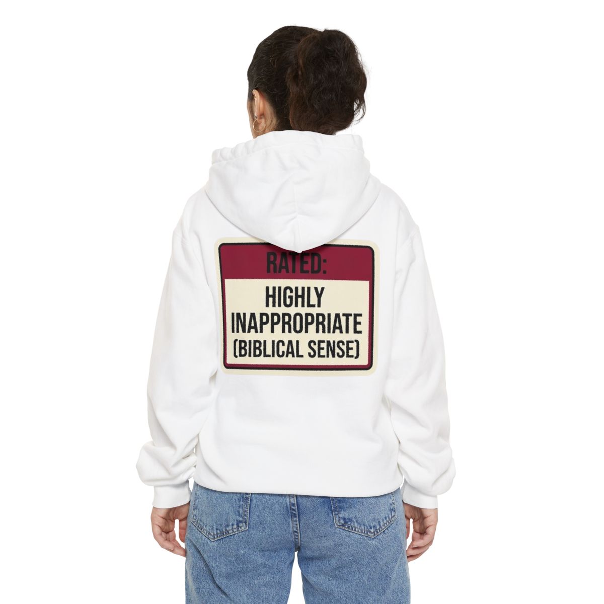 Color: White | Good Book Series Highly Inappropriate Garment-Dyed Hoodie
