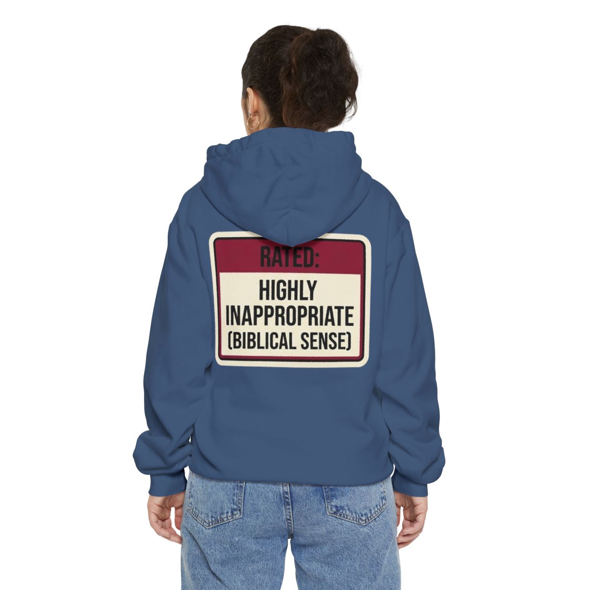Color: True Navy | Good Book Series Highly Inappropriate Garment-Dyed Hoodie