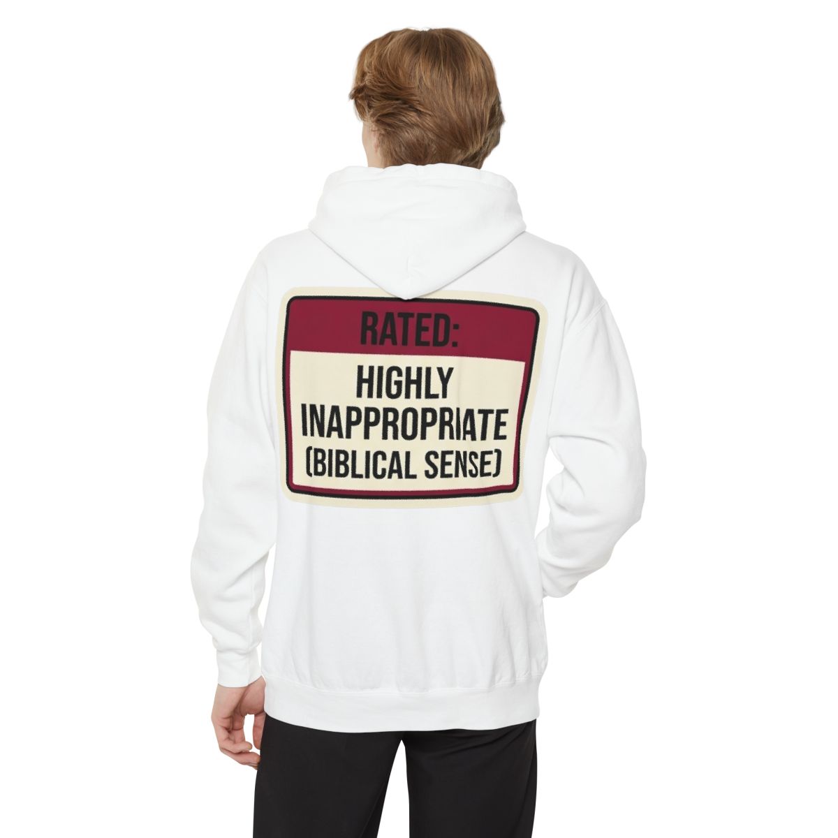 Color: White | Good Book Series Highly Inappropriate Garment-Dyed Hoodie