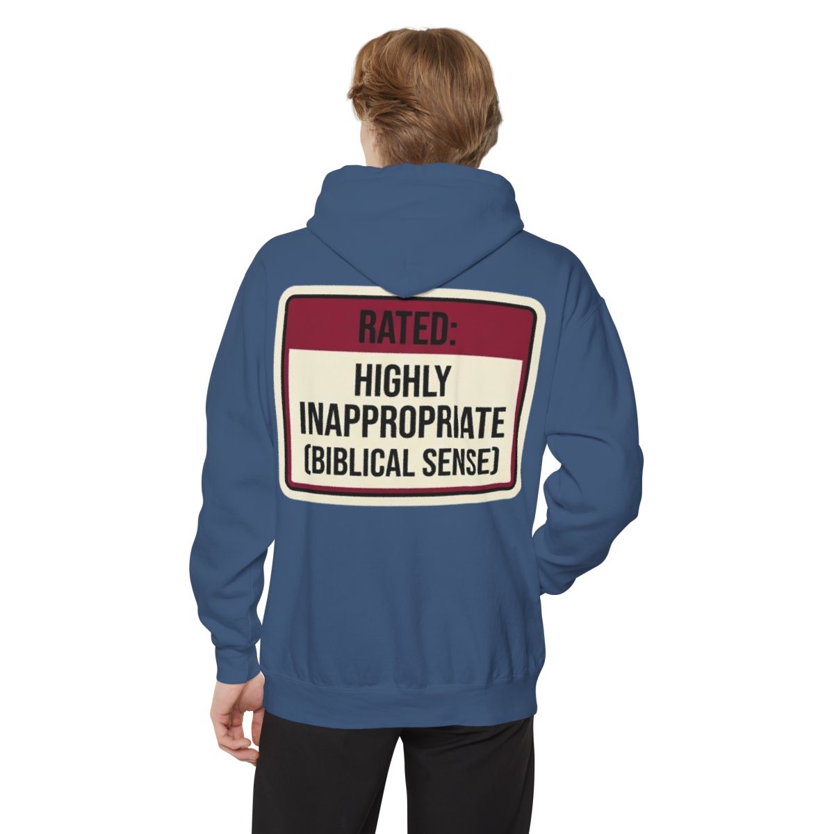 Color: True Navy | Good Book Series Highly Inappropriate Garment-Dyed Hoodie