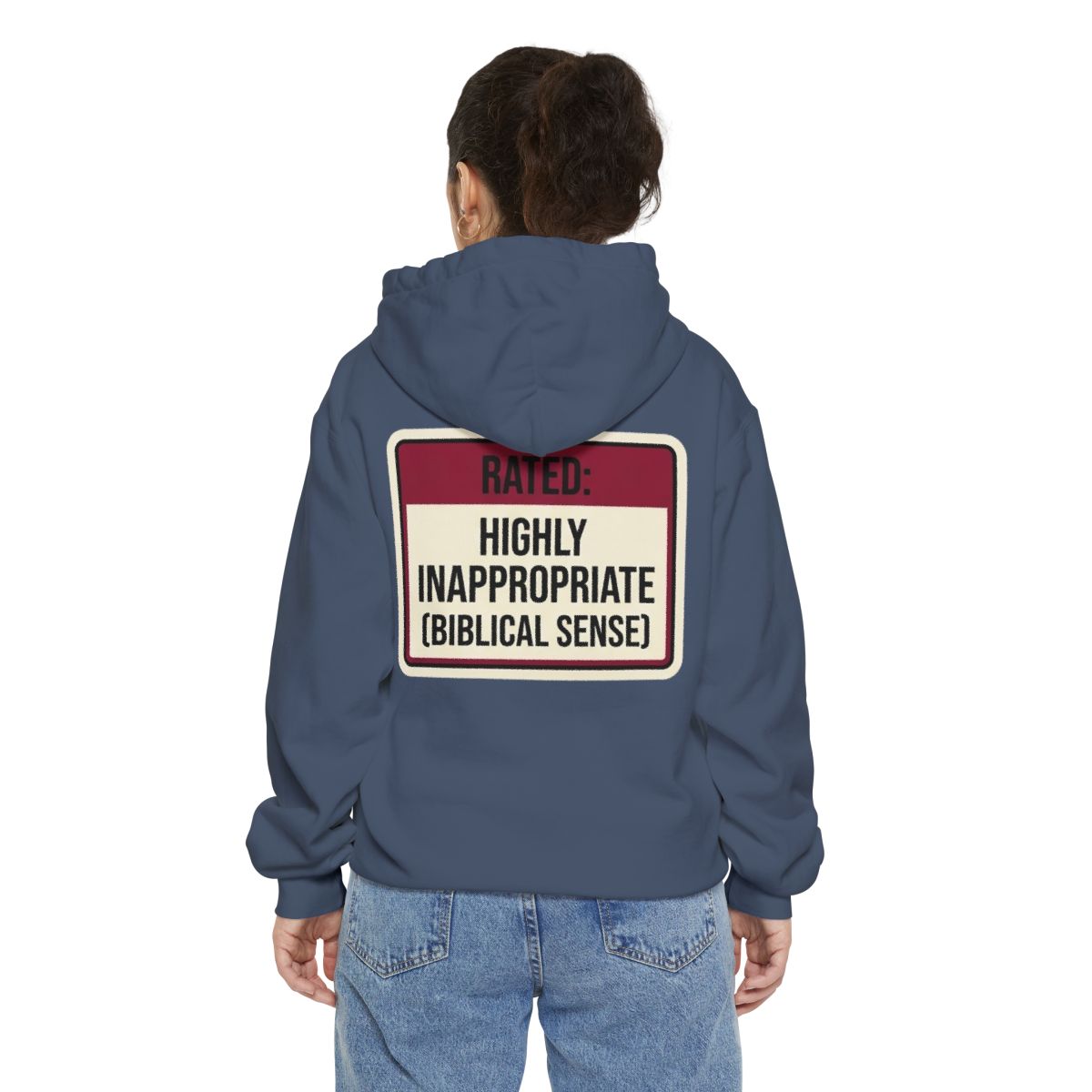 Color: Denim | Good Book Series Highly Inappropriate Garment-Dyed Hoodie