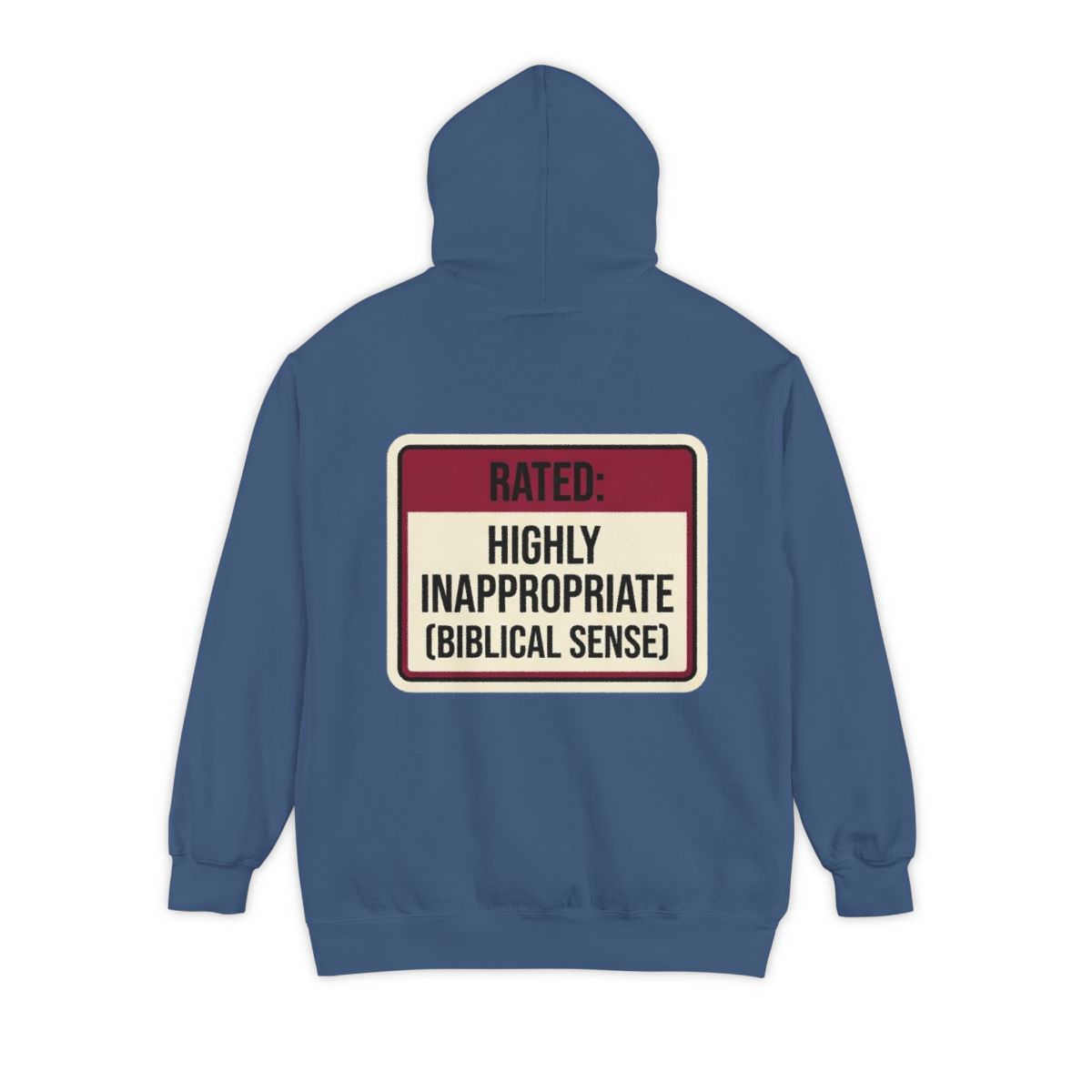 Color: True Navy | Good Book Series Highly Inappropriate Garment-Dyed Hoodie