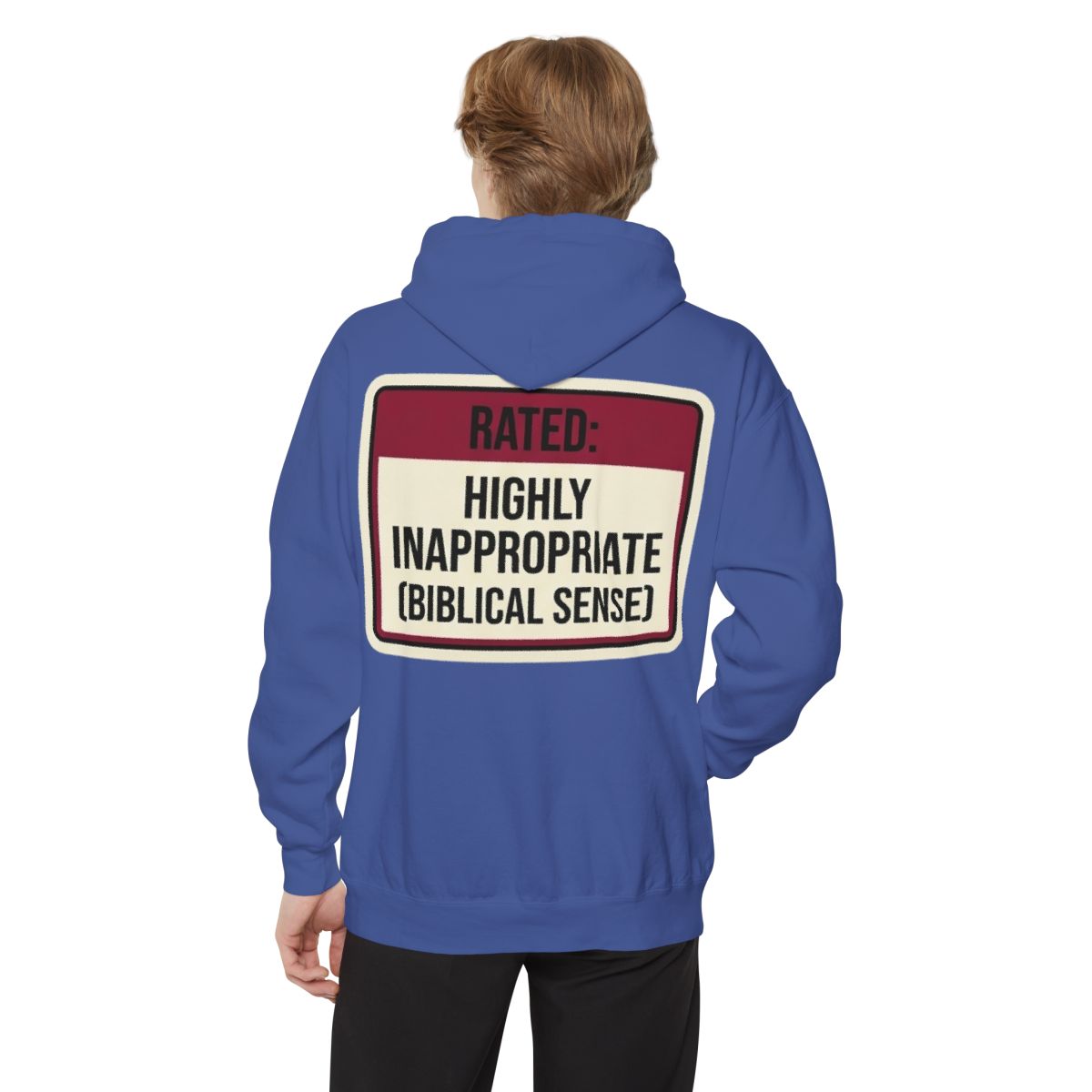 Color: Flo Blue | Good Book Series Highly Inappropriate Garment-Dyed Hoodie