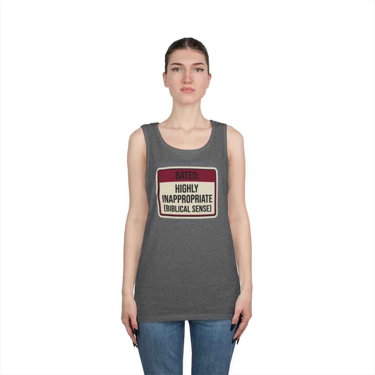 Color: Graphite Heather | Good Book Series Highly Inappropriate Tank Top