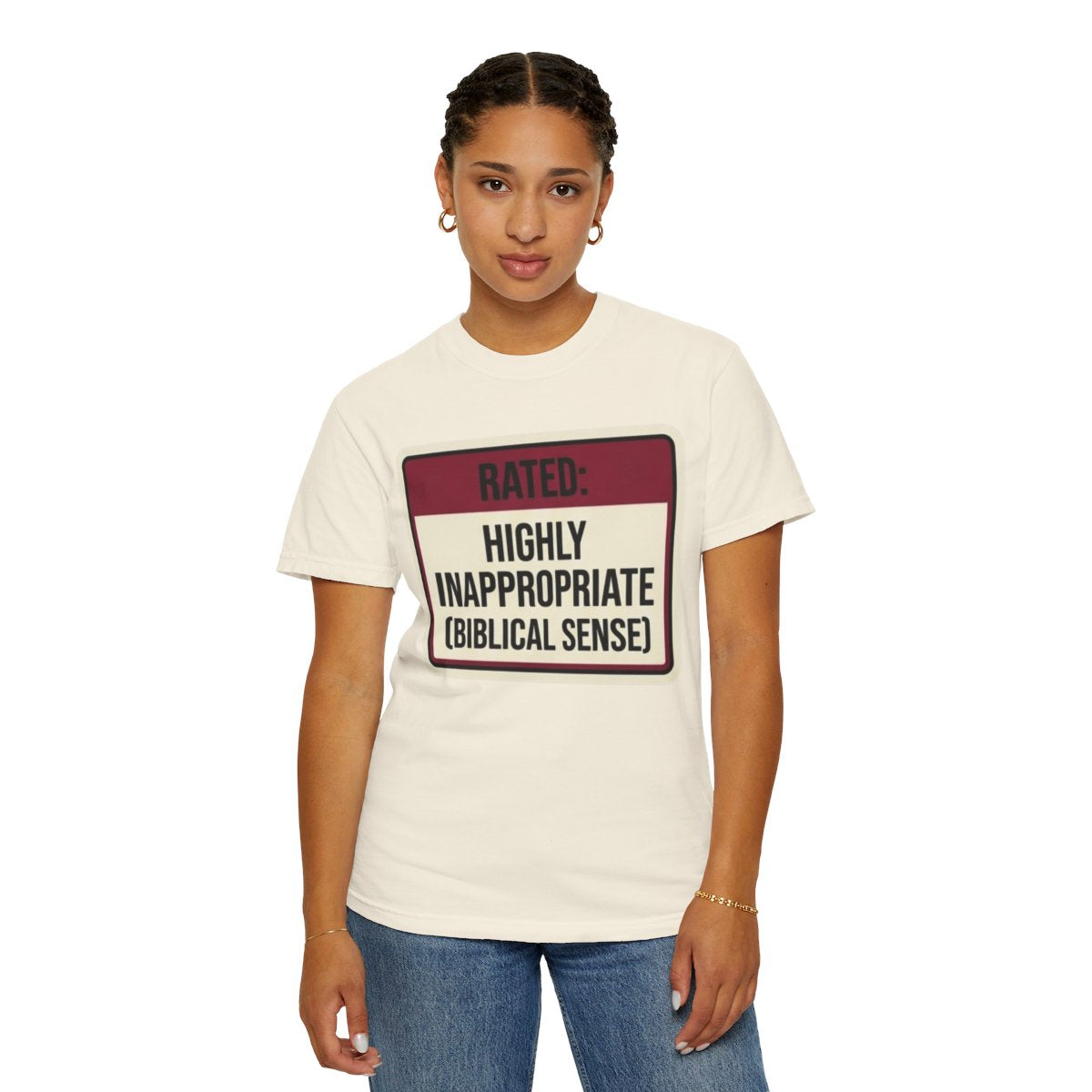 Color: Ivory | Good Book Series Highly Inappropriate Unisex Garment-Dyed Tee