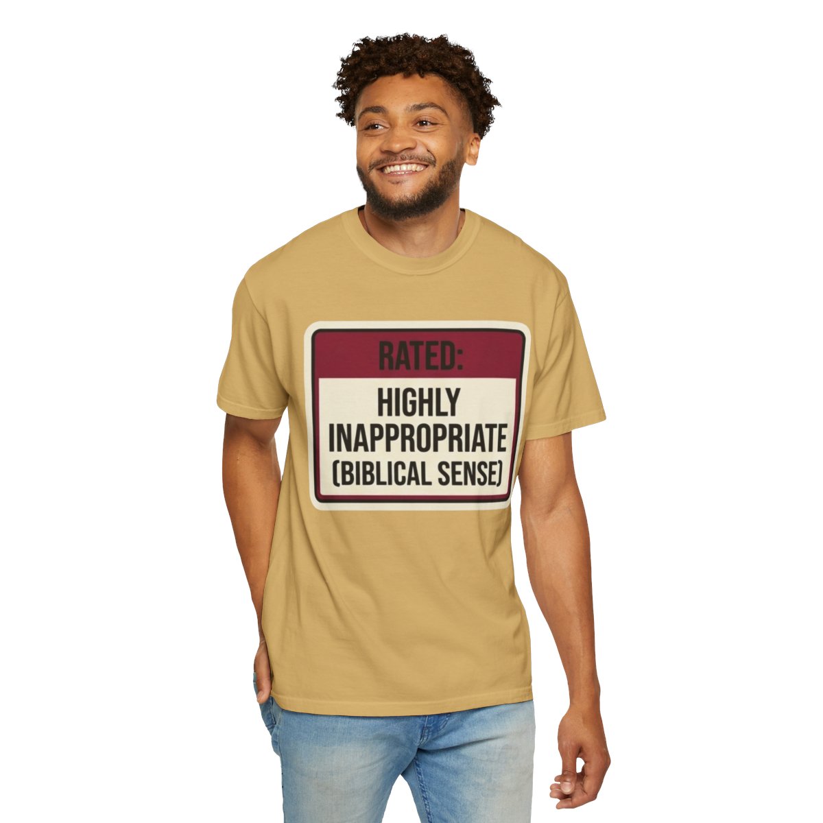 Color: Mustard | Good Book Series Highly Inappropriate Unisex Garment-Dyed Tee