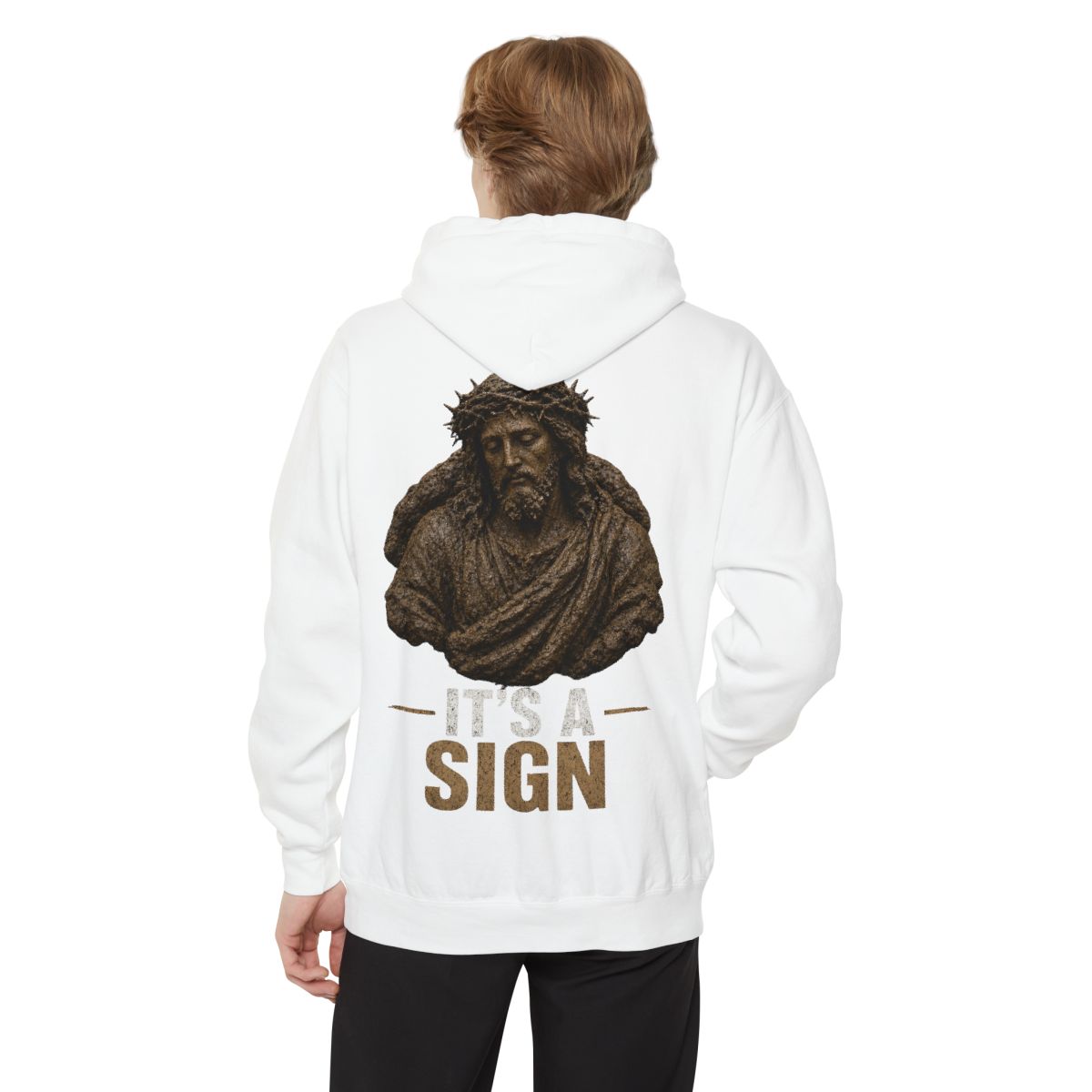 Color: White | Good Book Series It's a Sign Garment-Dyed Hoodie
