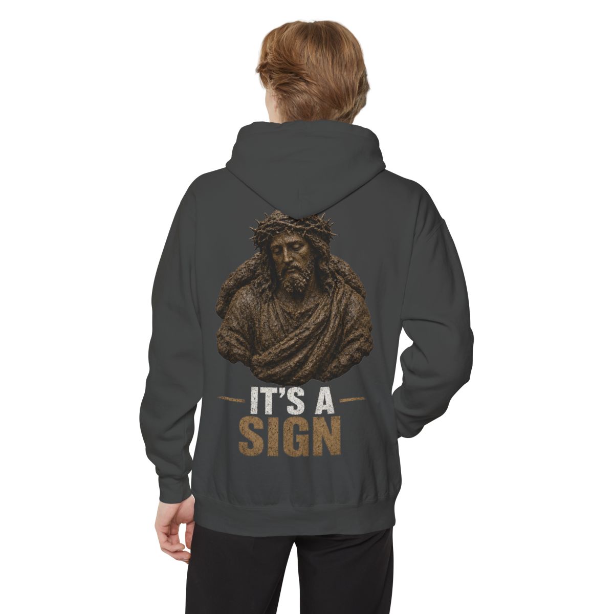 Color: Pepper | Good Book Series It's a Sign Garment-Dyed Hoodie