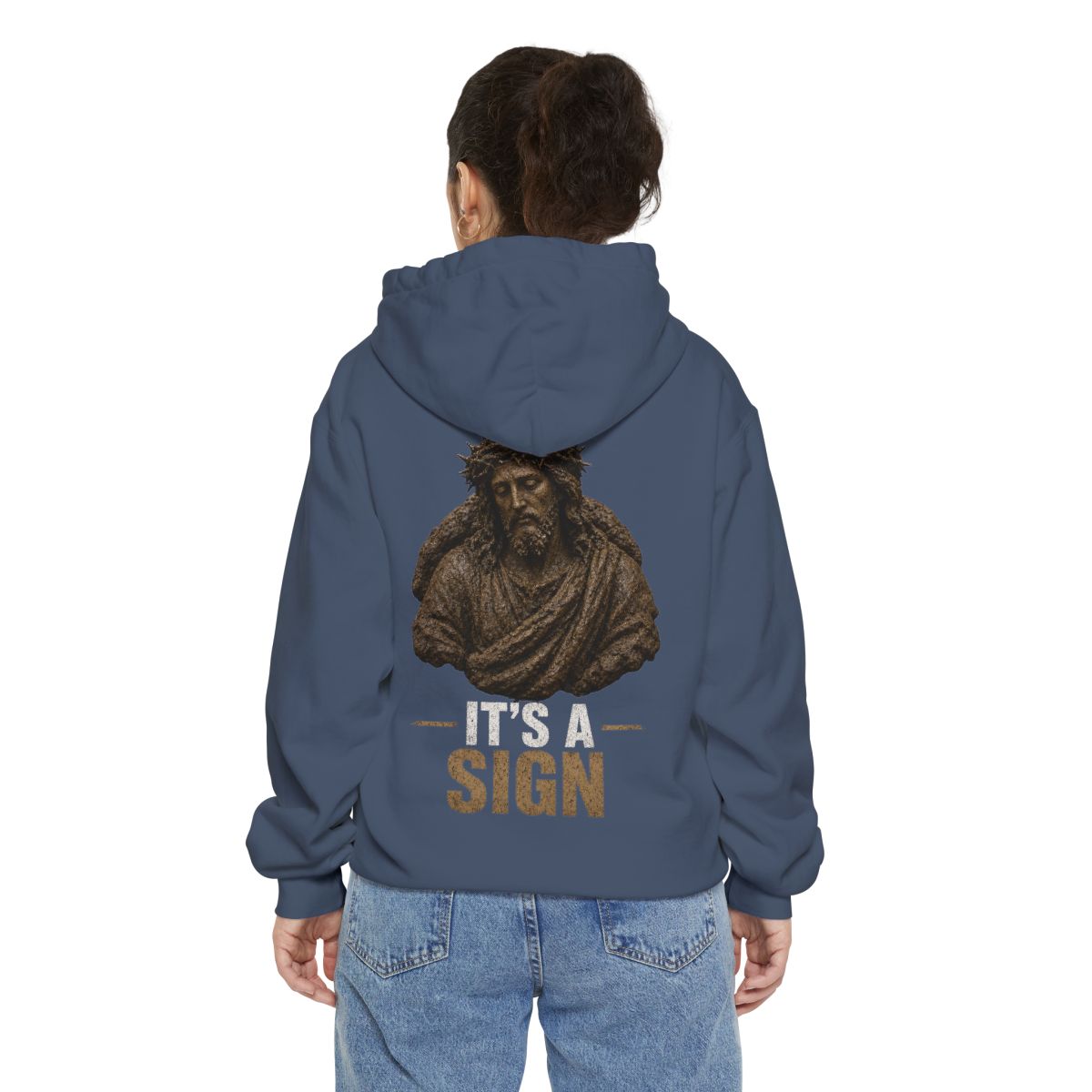 Color: Denim | Good Book Series It's a Sign Garment-Dyed Hoodie