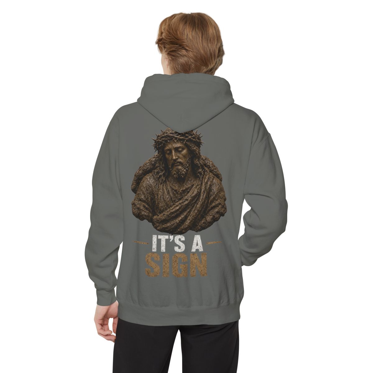 Color: Grey | Good Book Series It's a Sign Garment-Dyed Hoodie