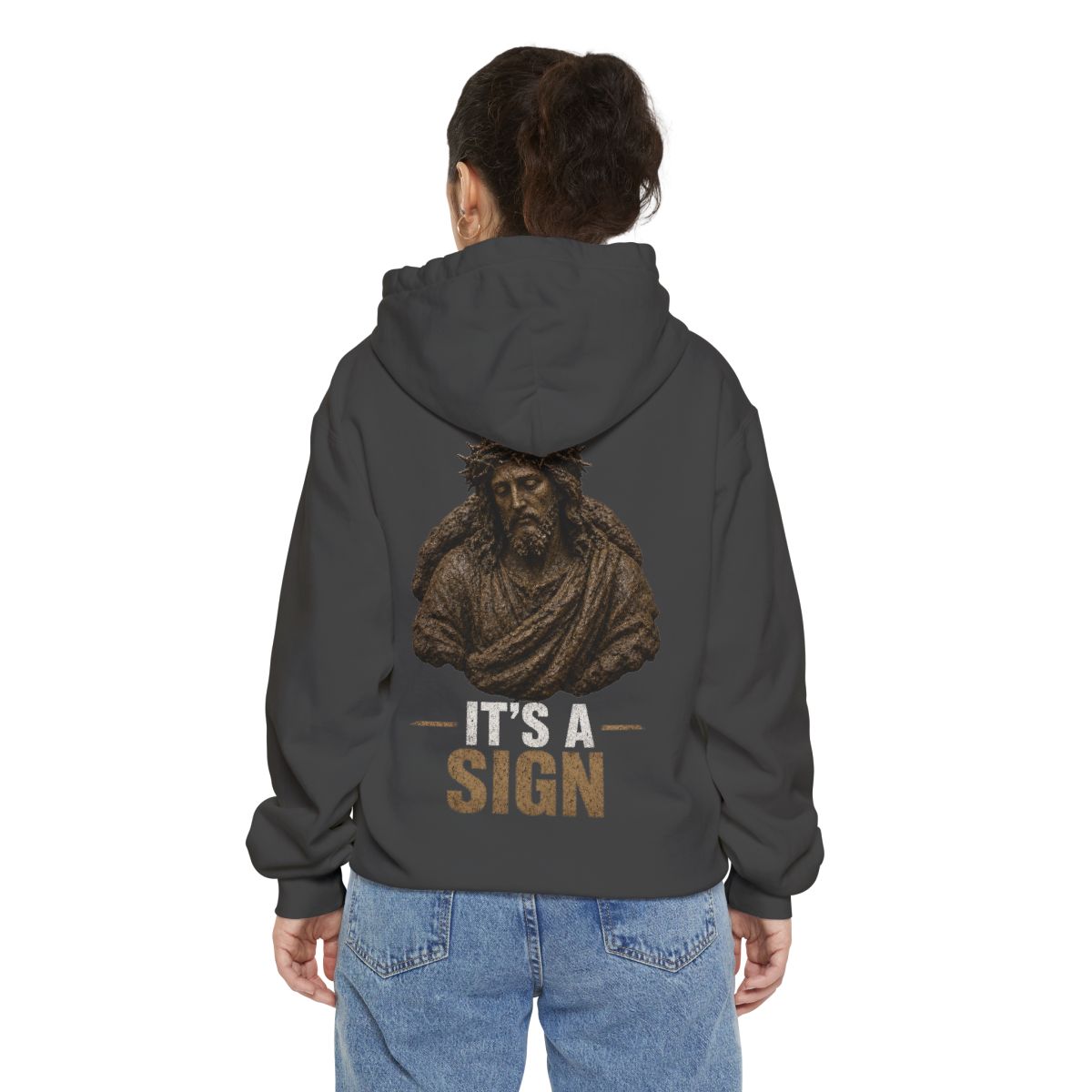 Color: Pepper | Good Book Series It's a Sign Garment-Dyed Hoodie