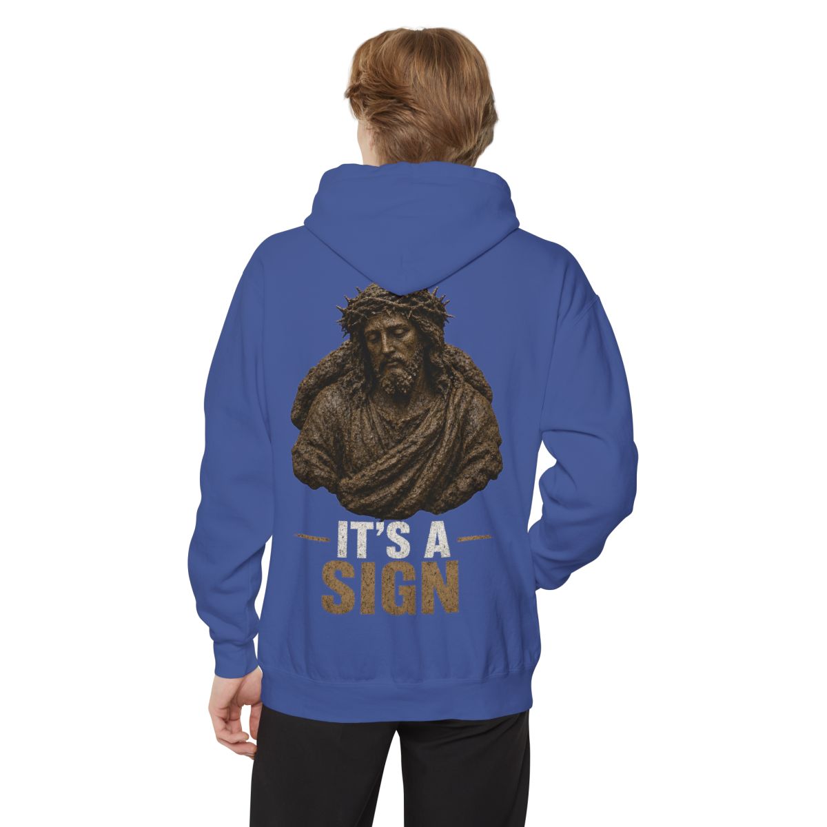 Color: Flo Blue | Good Book Series It's a Sign Garment-Dyed Hoodie