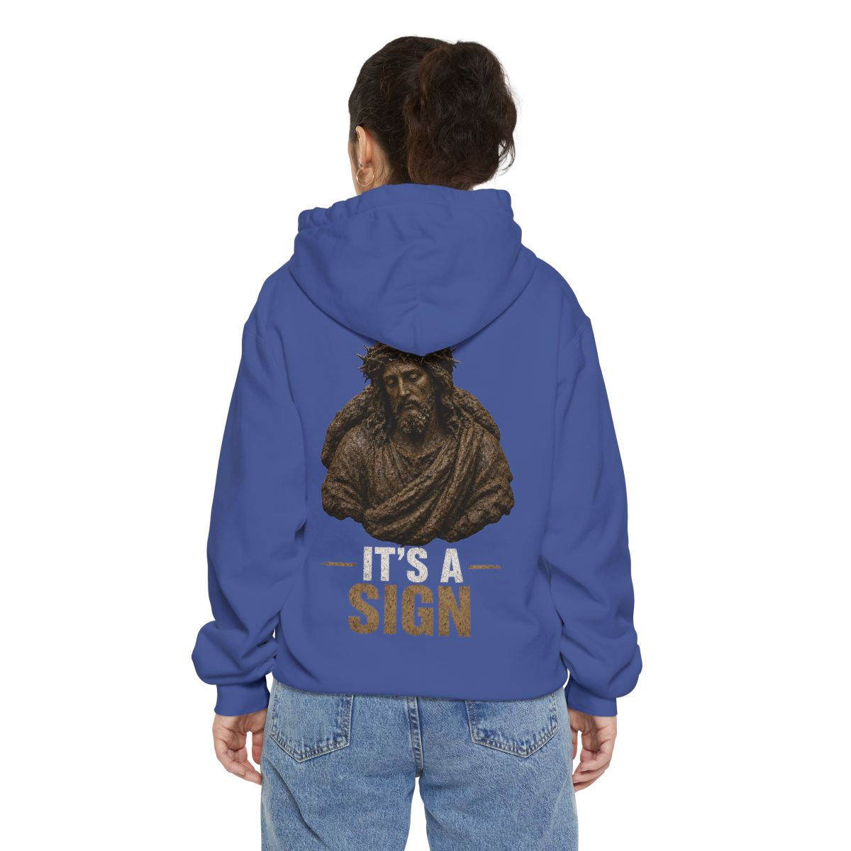 Color: Flo Blue | Good Book Series It's a Sign Garment-Dyed Hoodie