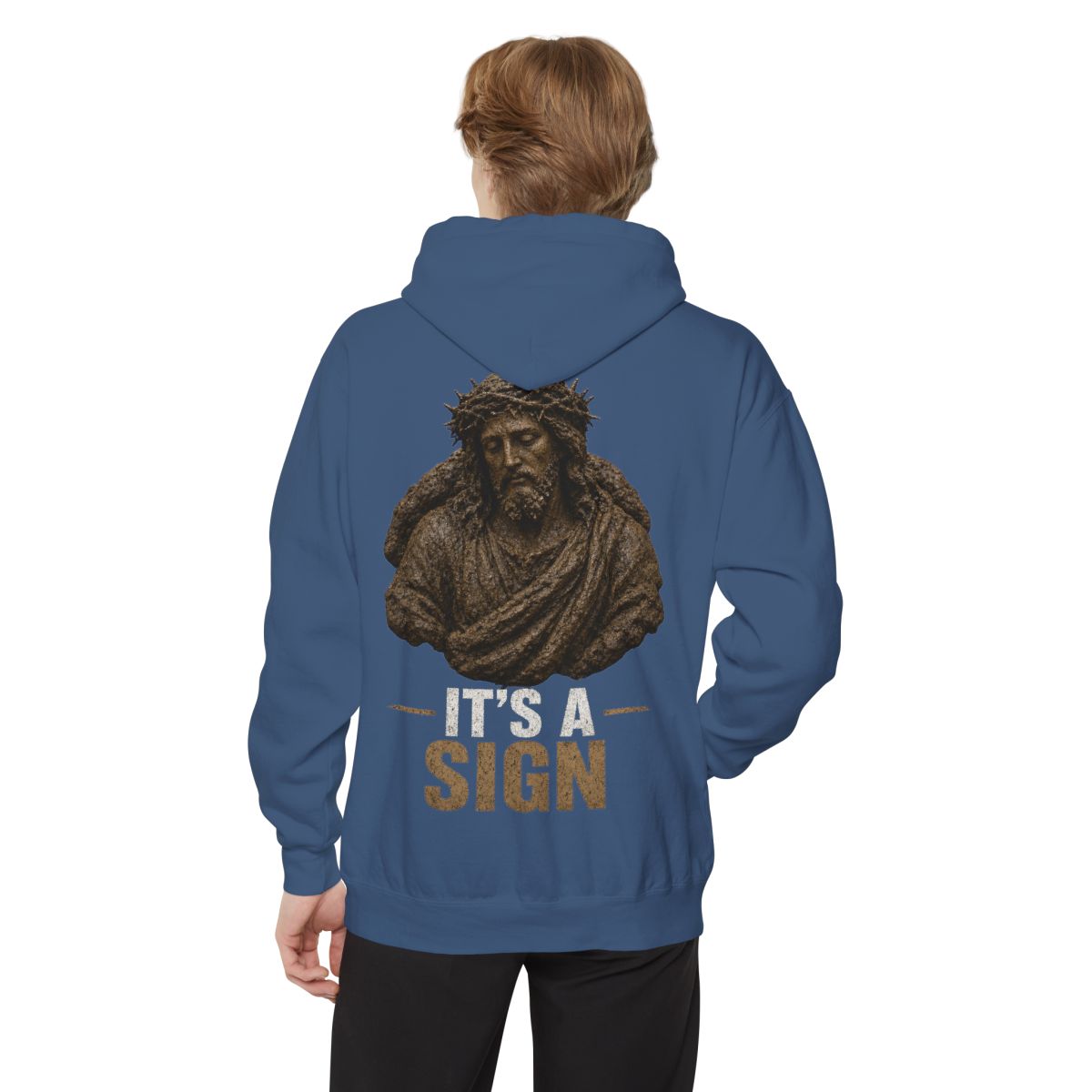 Color: True Navy | Good Book Series It's a Sign Garment-Dyed Hoodie