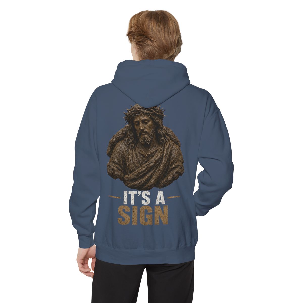 Color: Denim | Good Book Series It's a Sign Garment-Dyed Hoodie