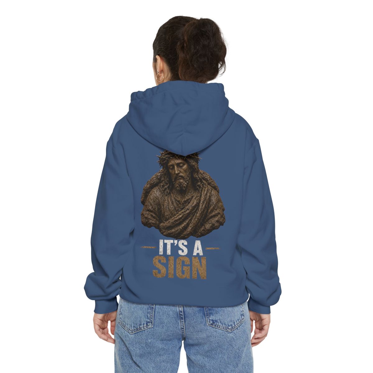 Color: True Navy | Good Book Series It's a Sign Garment-Dyed Hoodie