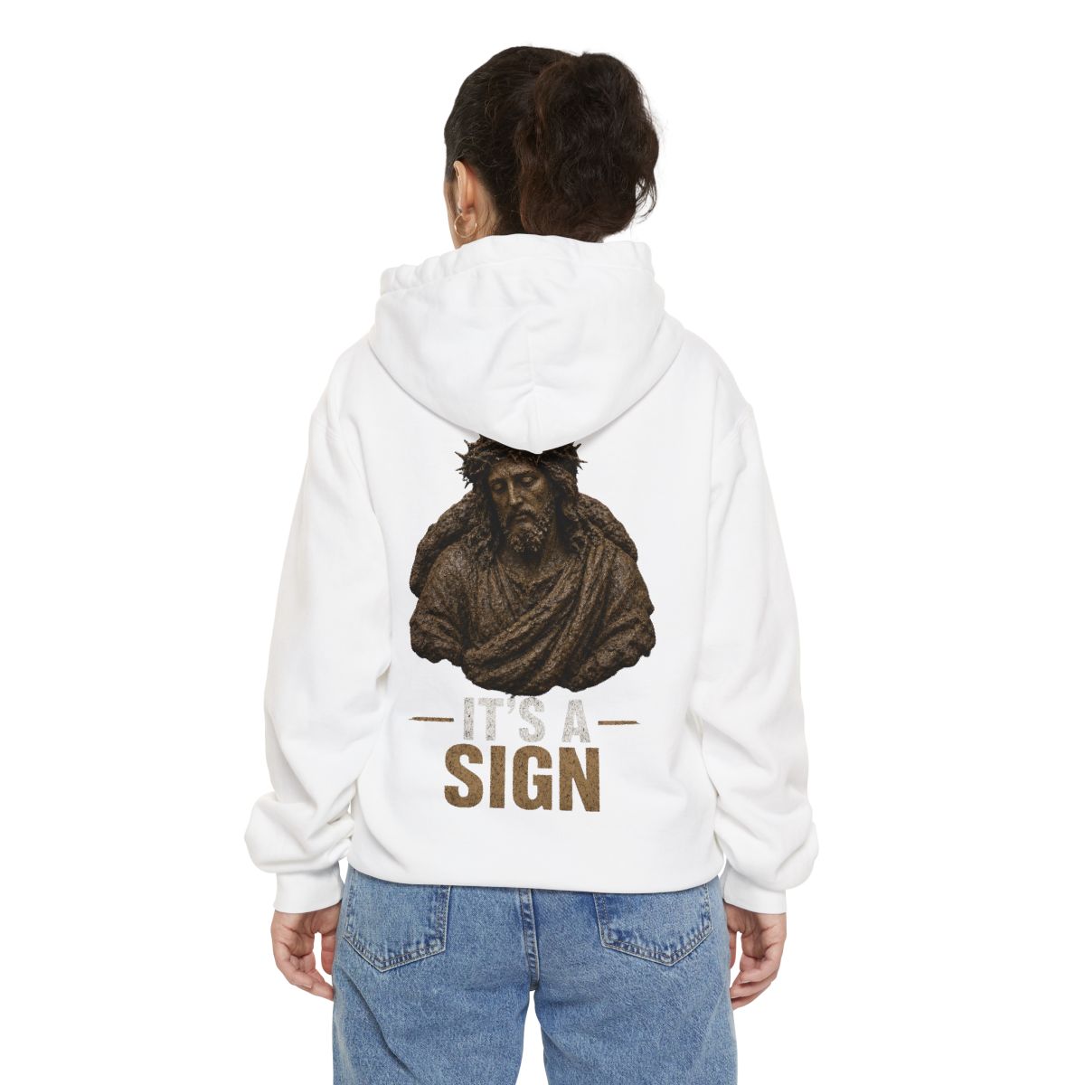 Color: White | Good Book Series It's a Sign Garment-Dyed Hoodie