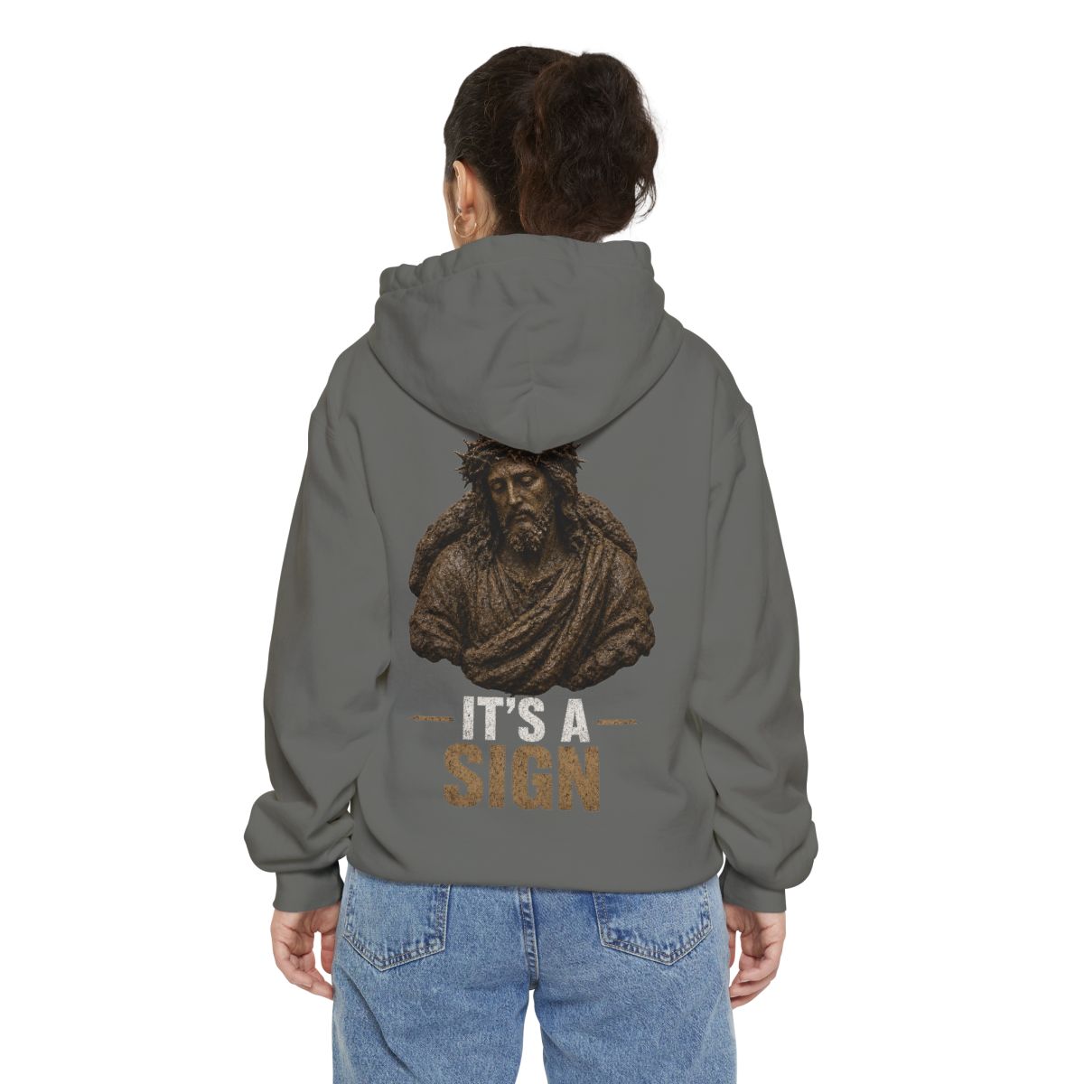 Color: Grey | Good Book Series It's a Sign Garment-Dyed Hoodie