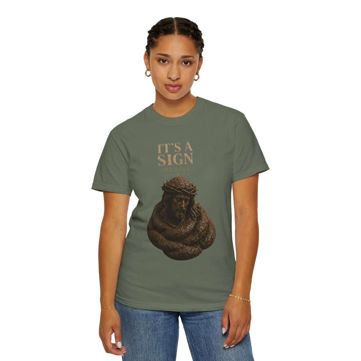 Color: Moss | Good Book Series It's a Sign - Really Unisex Garment-Dyed Tee