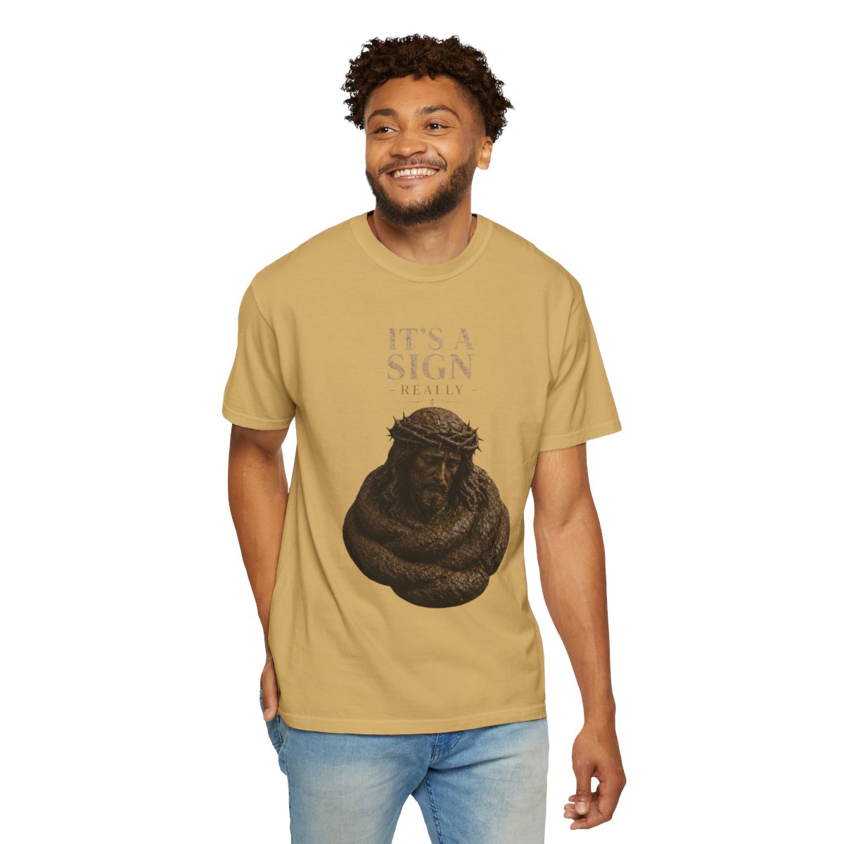 Color: Mustard | Good Book Series It's a Sign - Really Unisex Garment-Dyed Tee