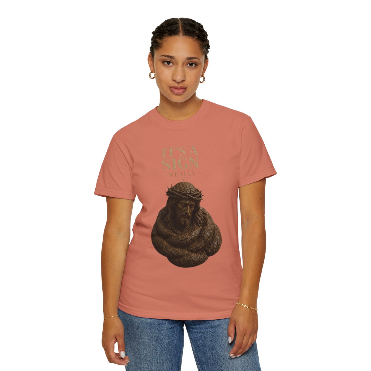 Color: Terracotta | Good Book Series It's a Sign - Really Unisex Garment-Dyed Tee
